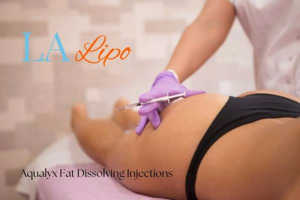 Woman having fat dissolving injections Banstead on thighs