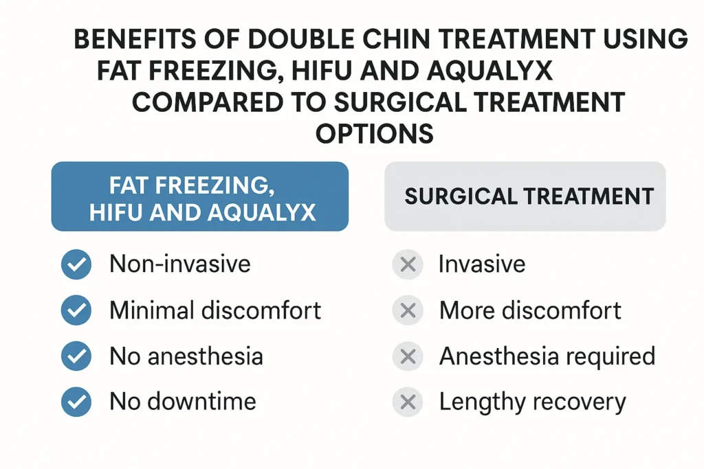 Graphic about the benefits of double chin treatment Banstead - from LA LIPO